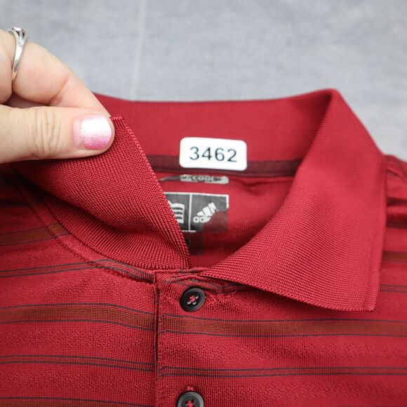 Adidas Shirt Mens XL Extra Red Golf Polo Lightweight Stretch 3 Stripes Work * - Picture 6 of 16